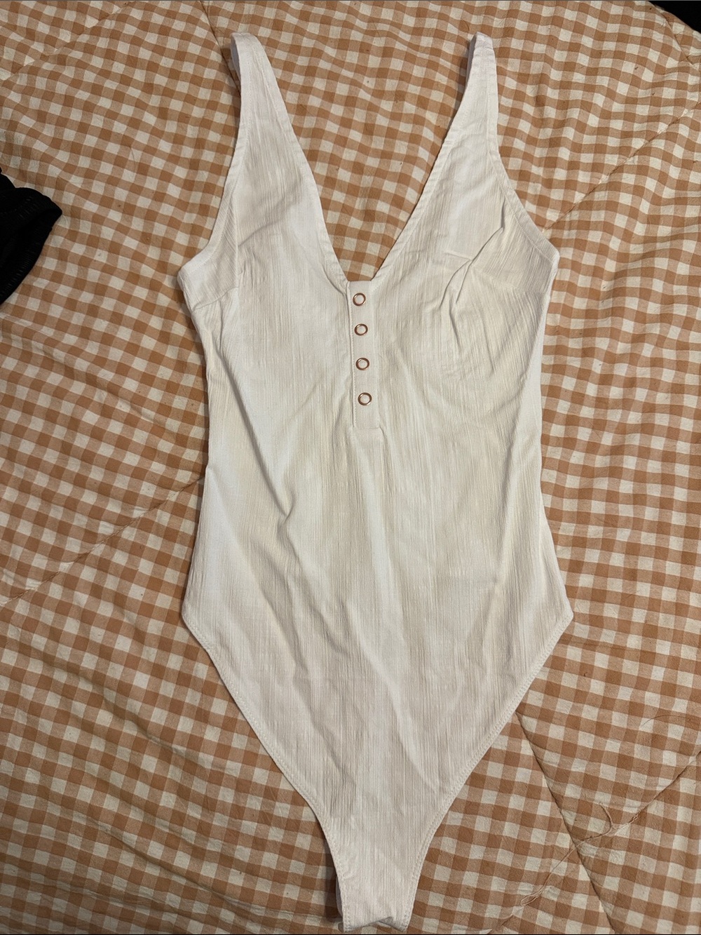 White V‑Neck One‑Piece Bodysuit